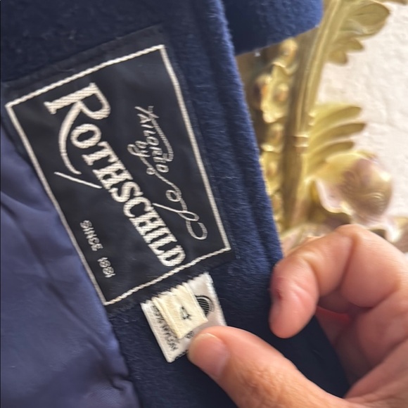 Vintage Rothschild’s classic navy wool coat with red trim and matching hat - Picture 4 of 9